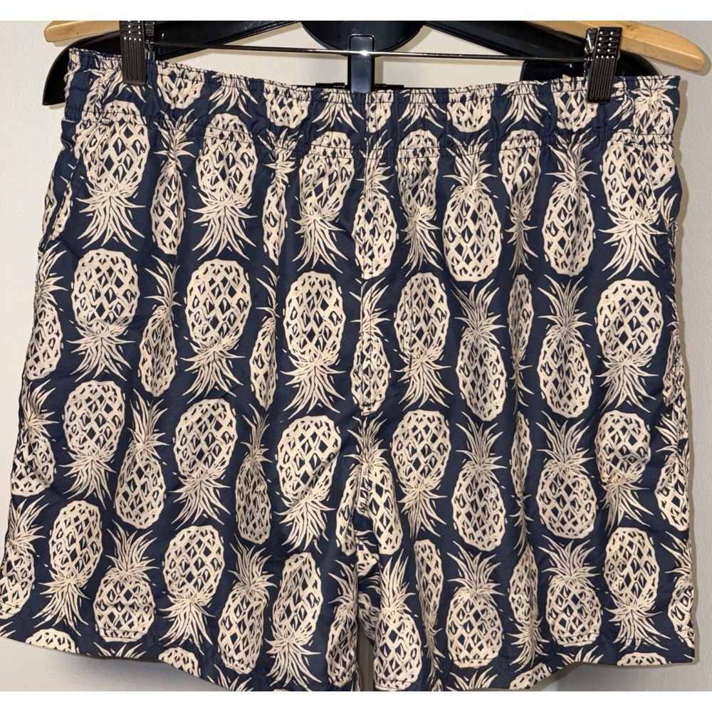 OP Men's Pineapple Pattern Swim Shorts Blue & Cream Sz L